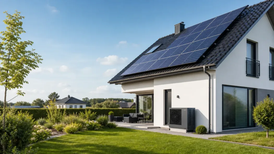 Einfamilienhaus mit Photovoltaikanlage und Wärmepumpe